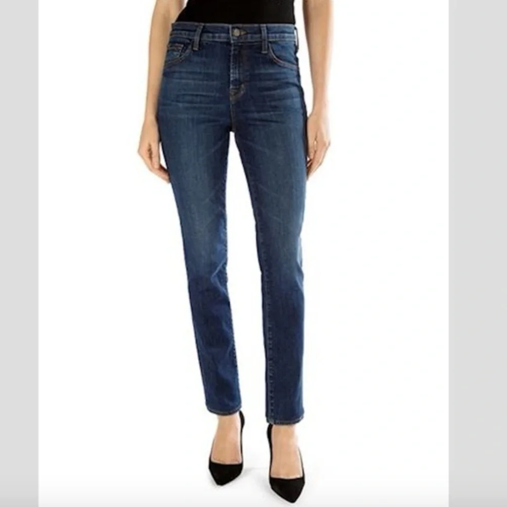 J Brand Ruby High Rise Straight Jeans Size 28 Blue Stretch Ankle